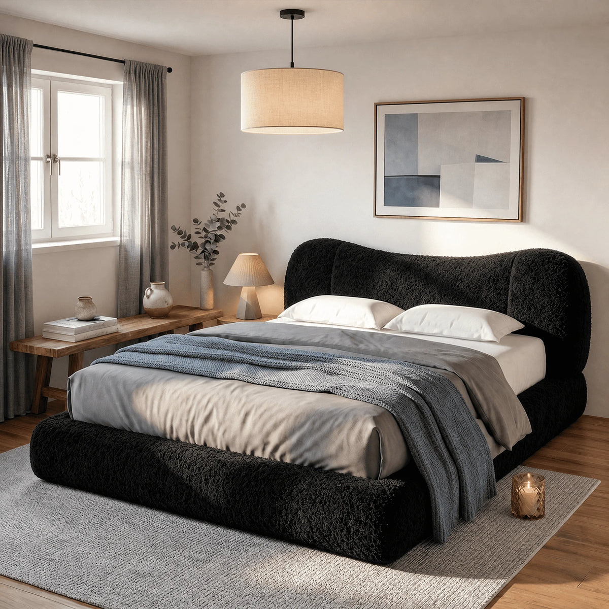 EnHomee Cloud Bed Frame With Detachable Headboard