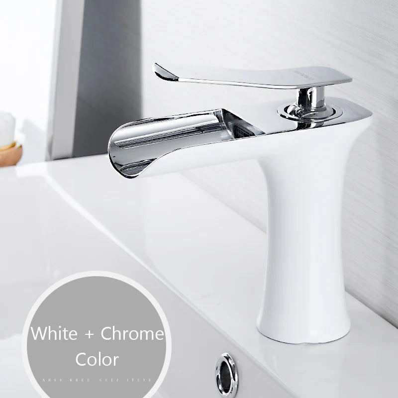 Single Handle Brass Waterfall Bathroom Basin Faucet Mixer Tap