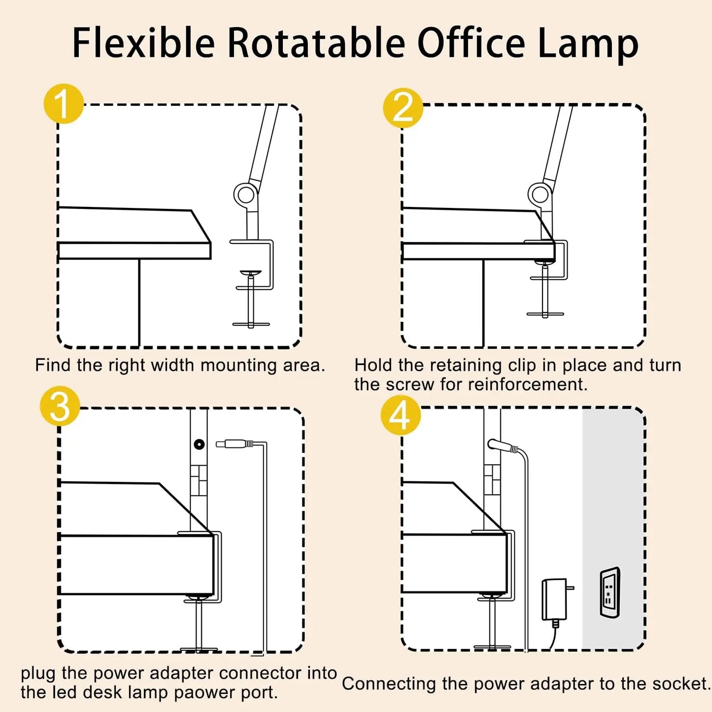 LED Desk Lamp With Clamp Flexible Swing Arm Color Modes