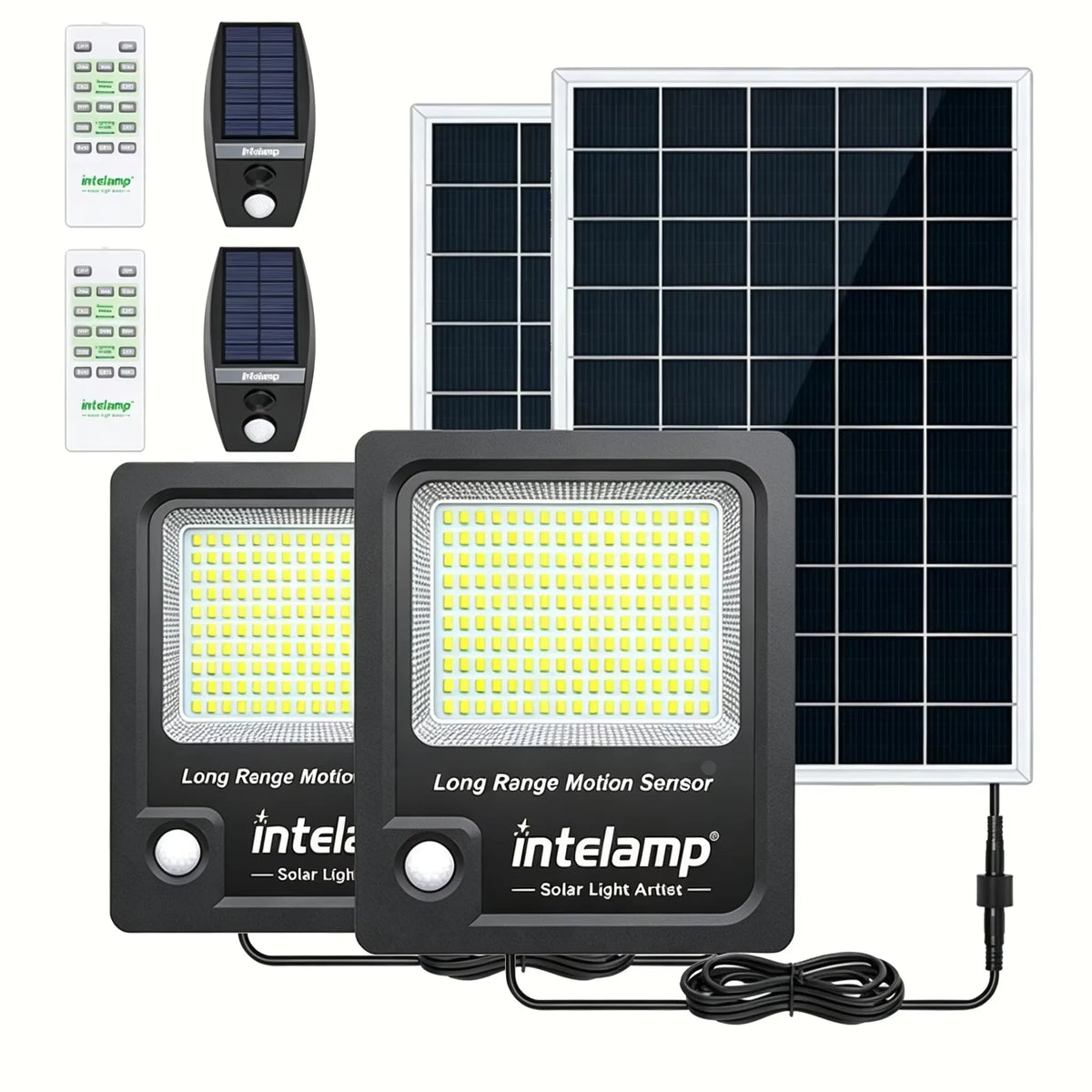 Intelamp Dual Sensor Outdoor Solar Light With 12000mAh Battery