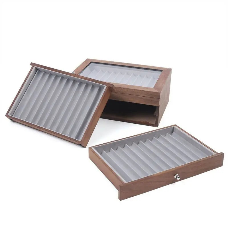 Wooden Pen Storage Case With Drawer For Stationery Display