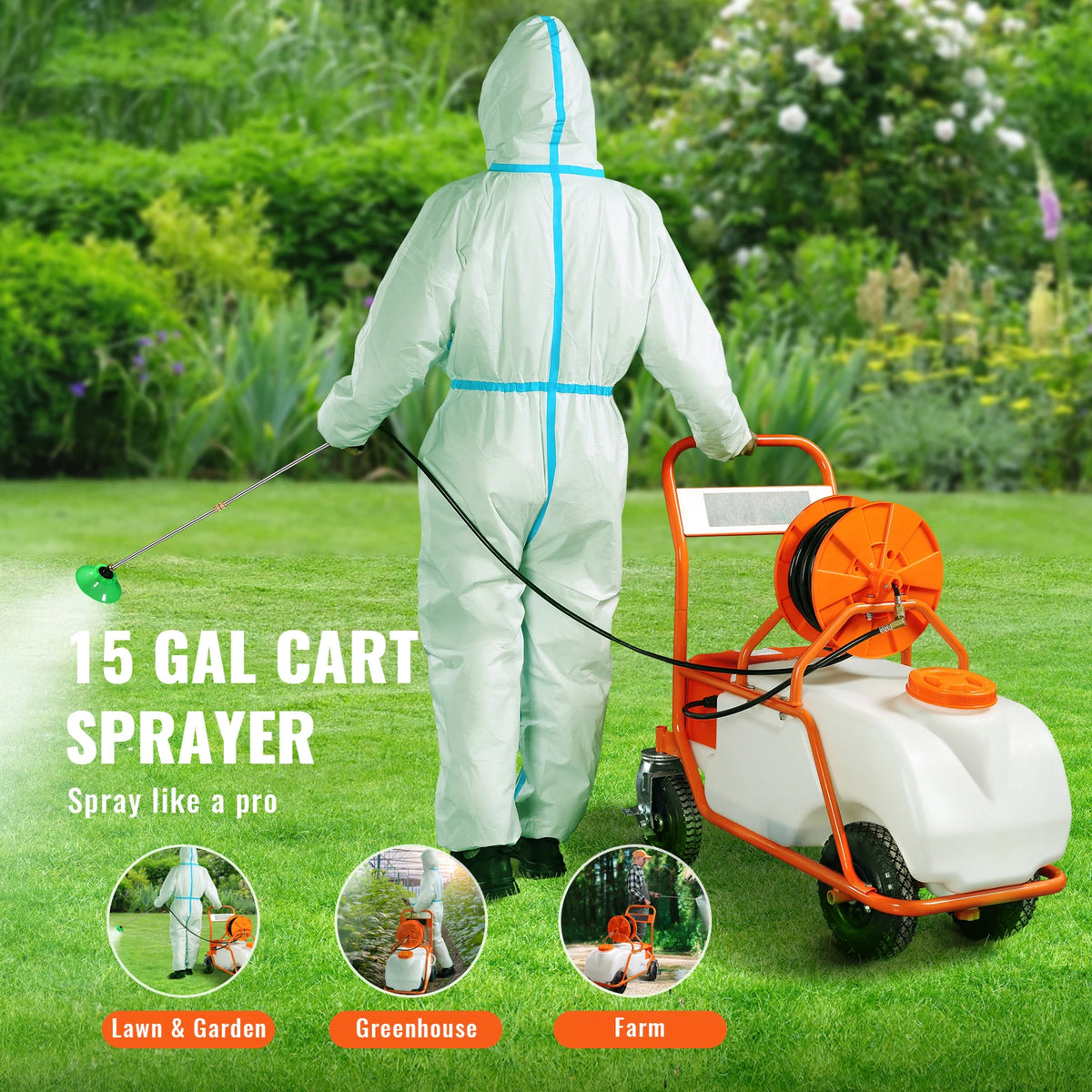 SucceBuy 15 Gallon Battery Powered Garden Weed Sprayer