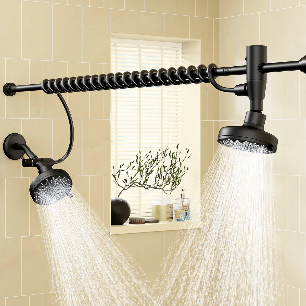 Huytrw Dual Adjustable High Pressure Shower Head For Couples