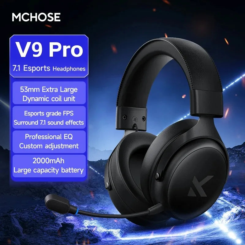 MCHOSE V9 Pro Wireless Gaming Headset With Noise Canceling Mic