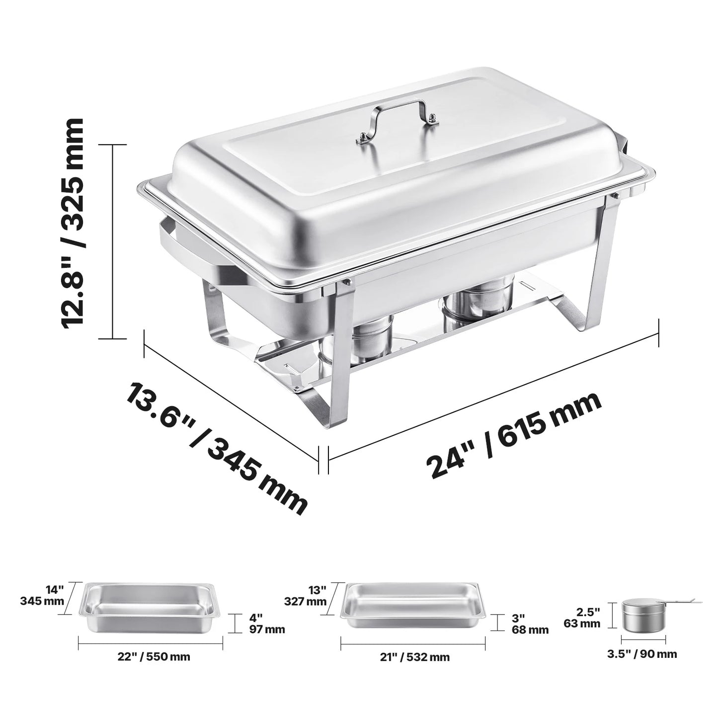 SucceBuy Stainless Steel Chafing Dish Buffet Set With Pans