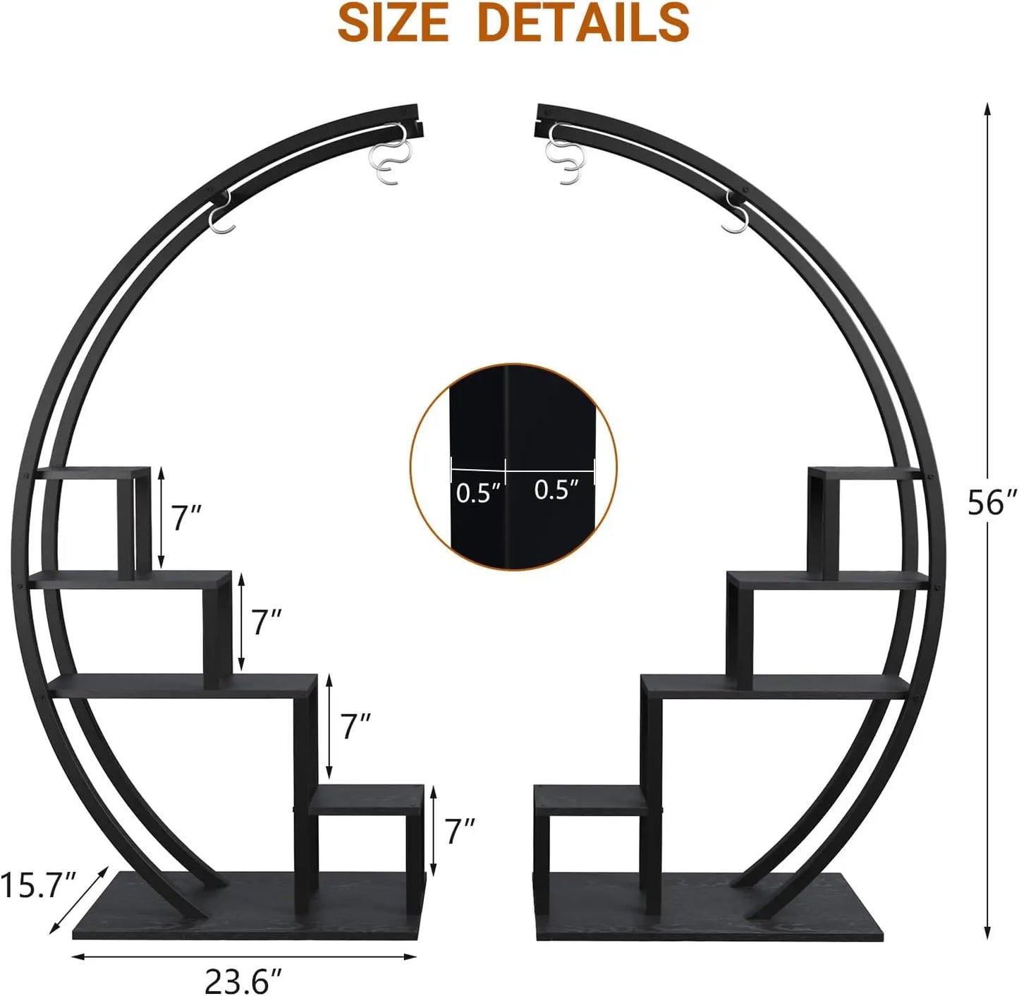 TWISTER.CK 5-Tier Half Moon Metal Plant Stand Indoor Rack