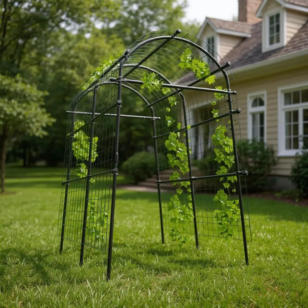 Metal Garden Arch Trellis For Climbing Vegetables And Raised Beds