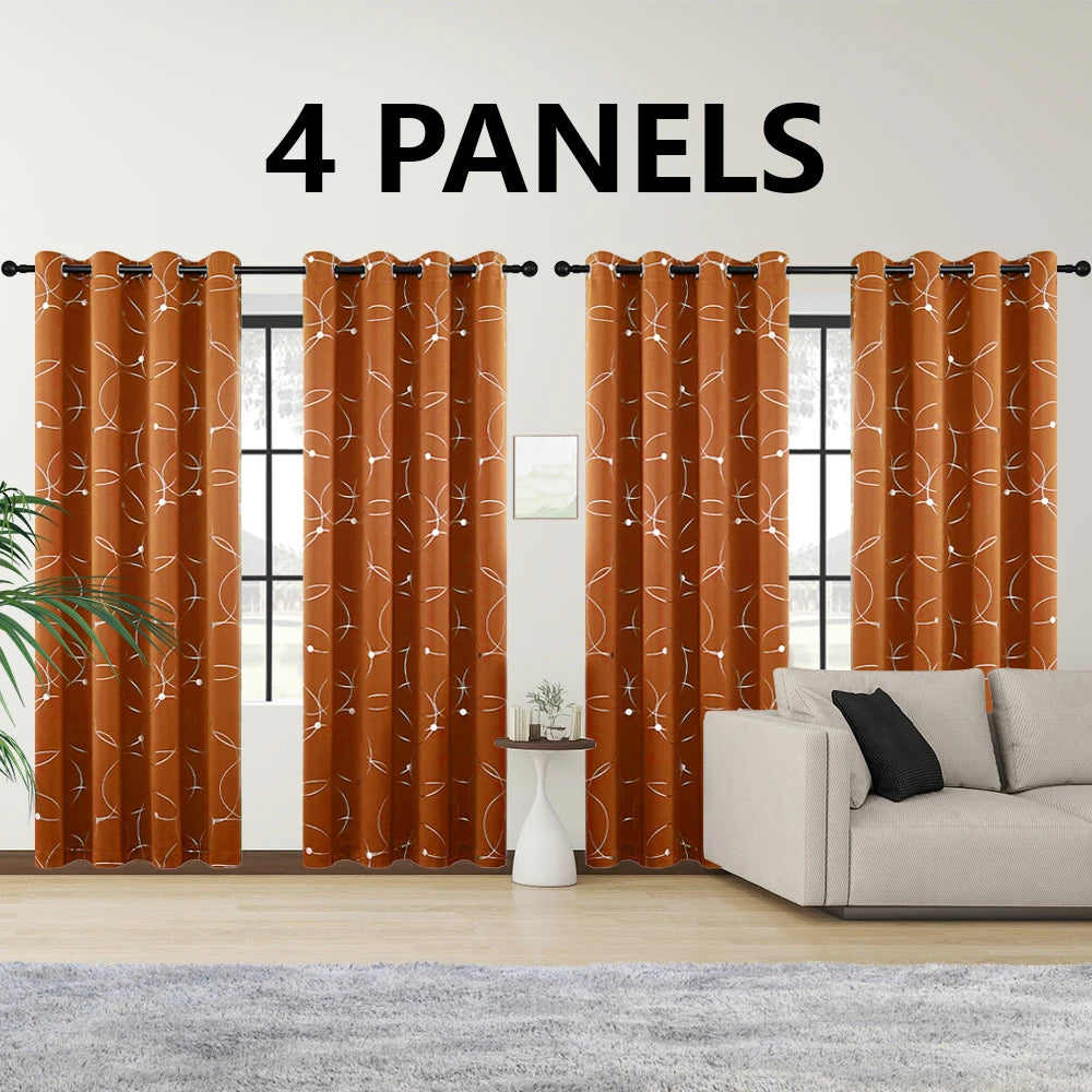 Blackout Curtains Thermal Insulated Room Darkening Foil Circle Dots Bedroom