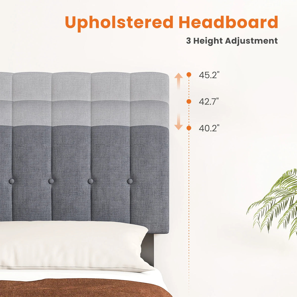 M C Q Upholstered Platform Bed With Adjustable Headboard