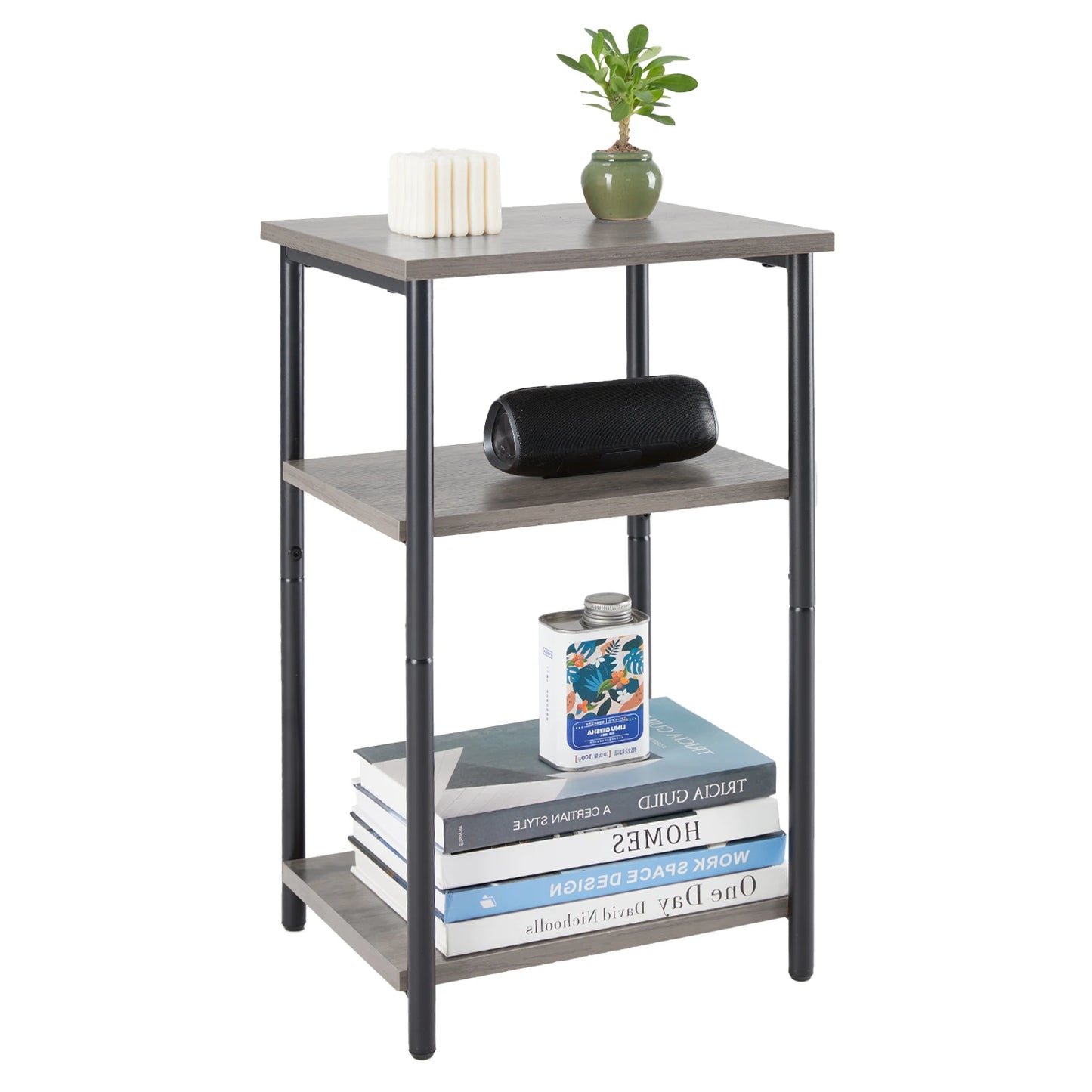 JHK 2 to 3 Tier End Table Featuring Adjustable Feet