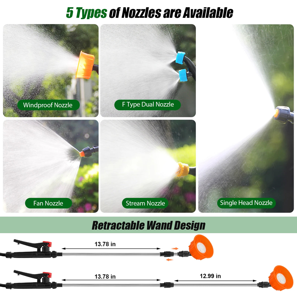 Garden Electric Sprayer With Telescopic Wand And Battery