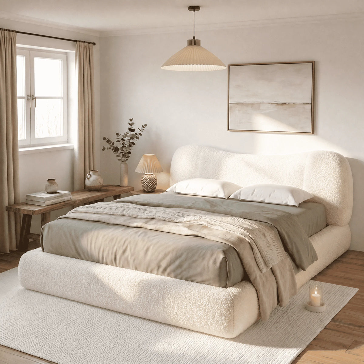 EnHomee Cloud Bed Frame With Detachable Headboard