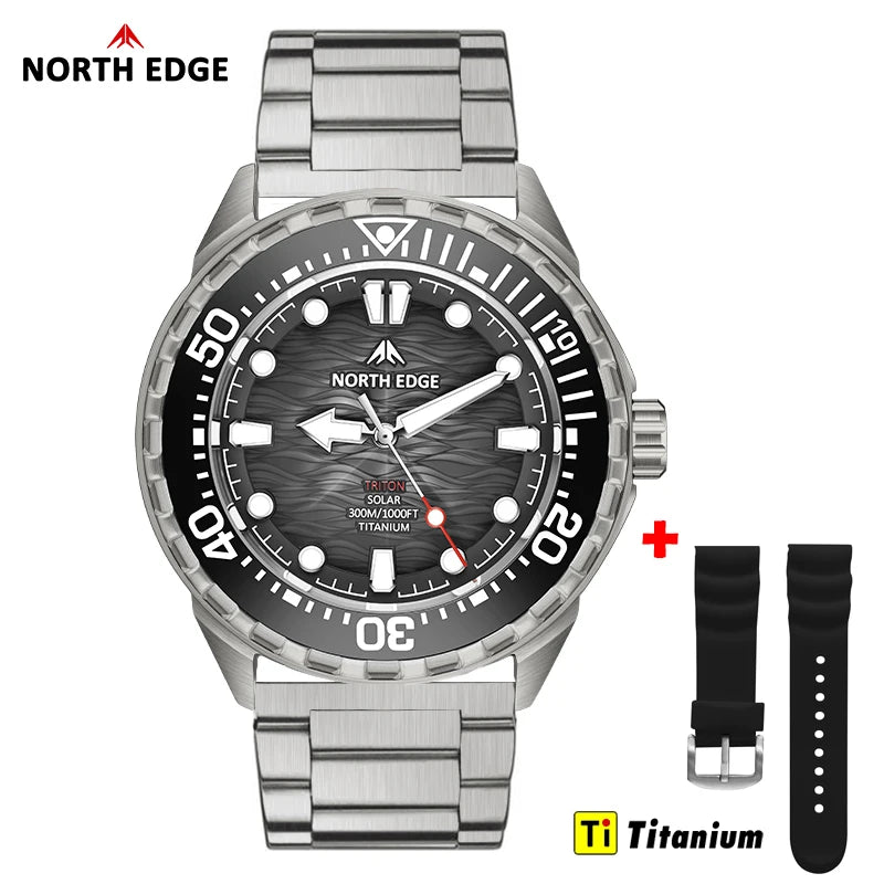 North Edge Titanium Solar Quartz Dive Watch For Men
