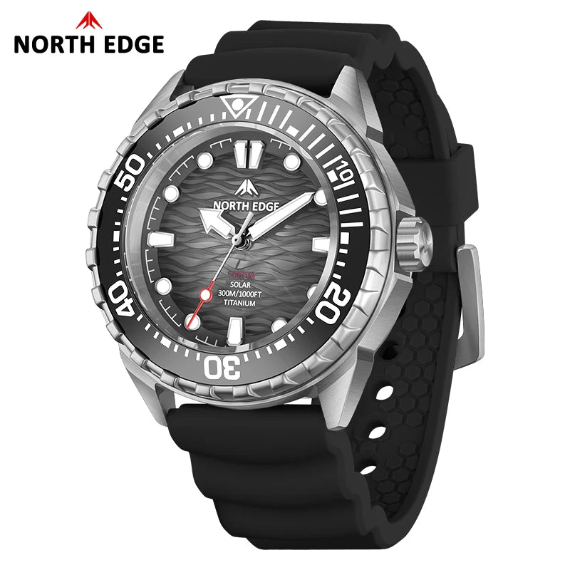 North Edge Titanium Solar Quartz Dive Watch For Men