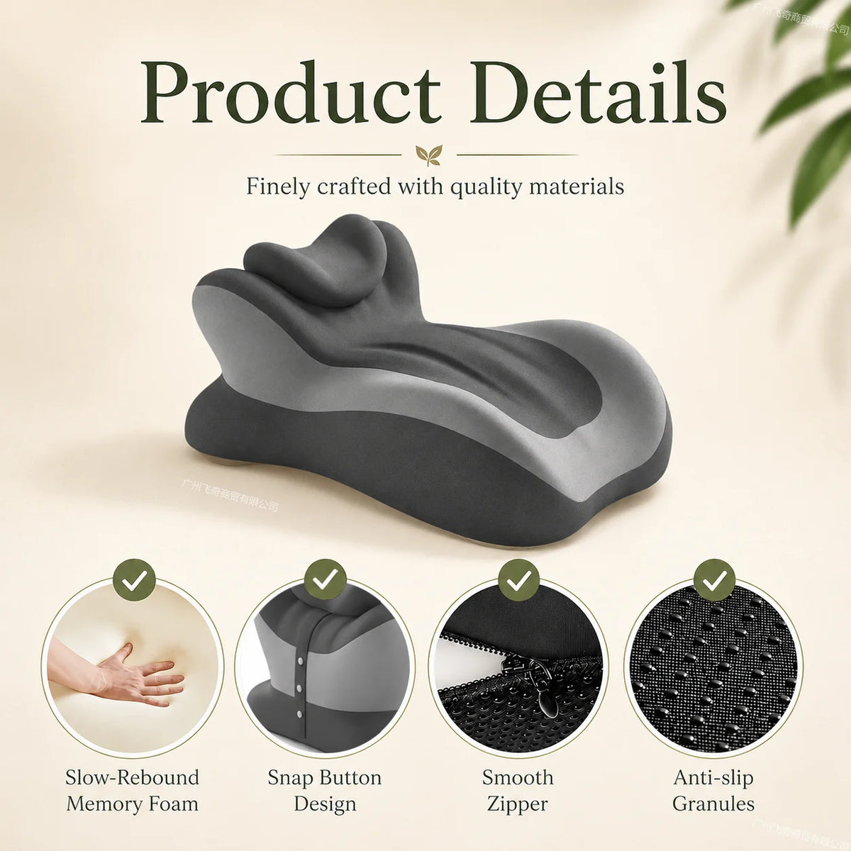 Ergonomic Memory Foam Prone Reading Pillow With Detachable Headrest