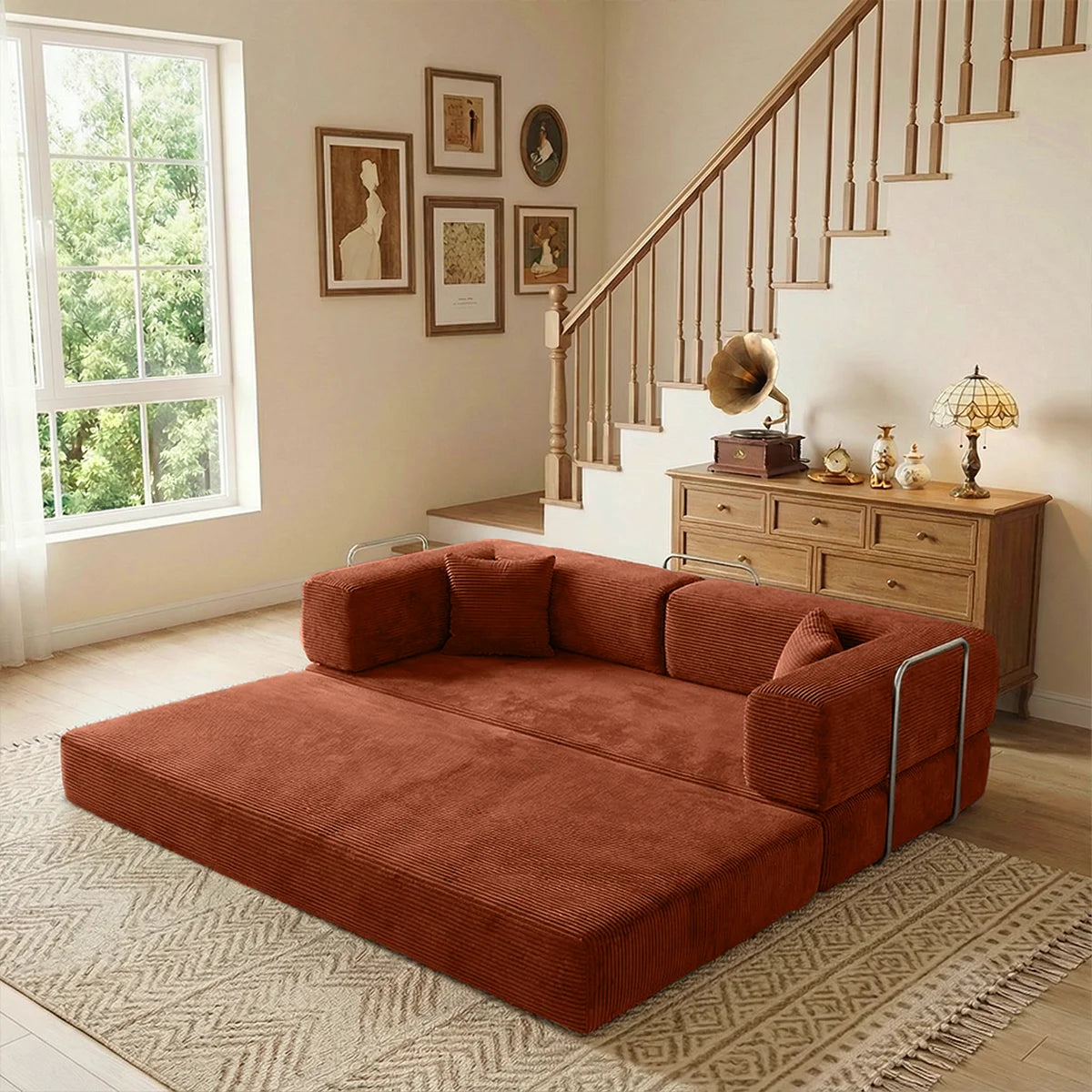 YQzyphyna Futon Sofa Bed Convertible Couch 4 In 1 Comfort