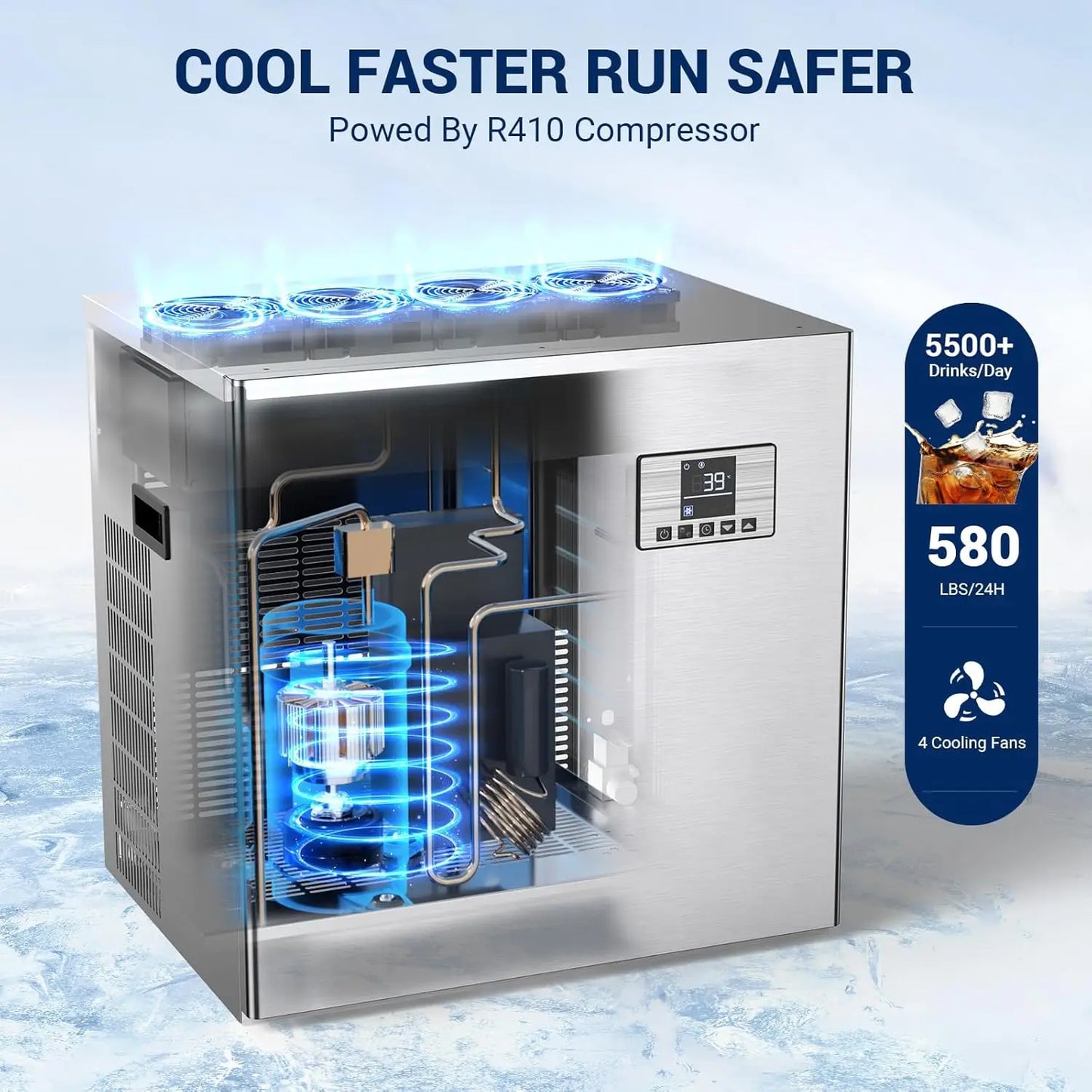 SHICUO Commercial Ice Maker 580 Lbs Per 24h High Capacity