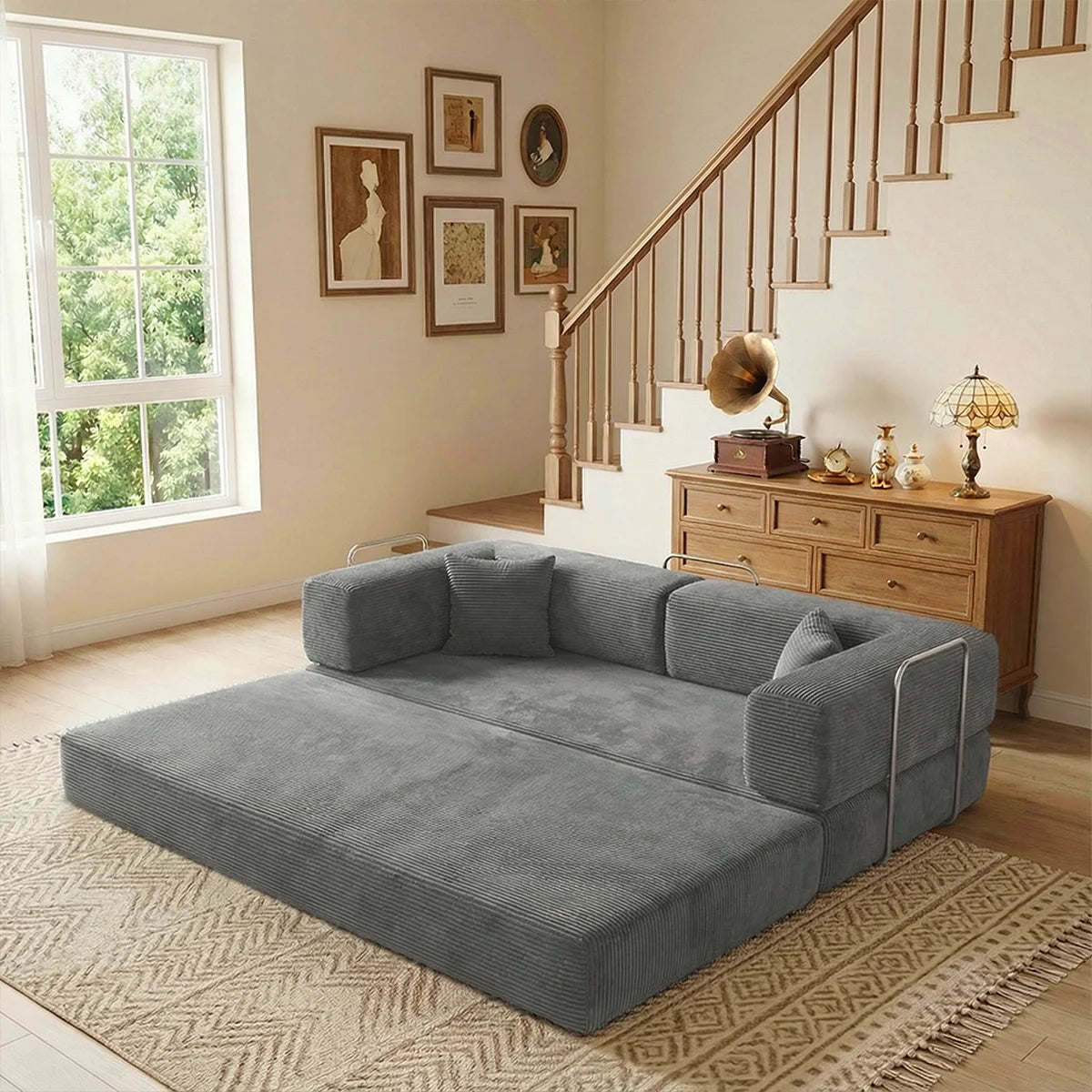 YQzyphyna Futon Sofa Bed Convertible Couch 4 In 1 Comfort