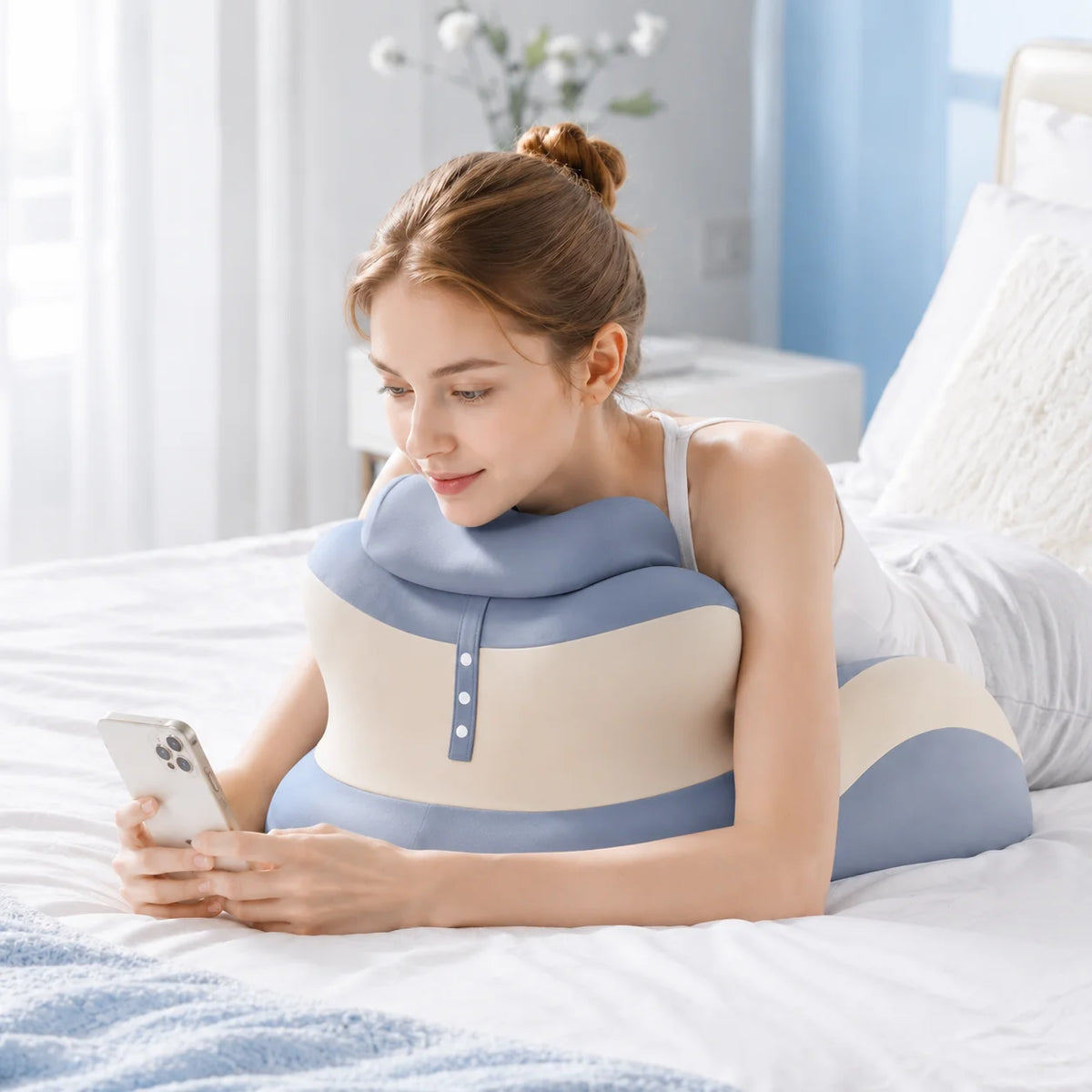 Ergonomic Memory Foam Prone Reading Pillow With Detachable Headrest