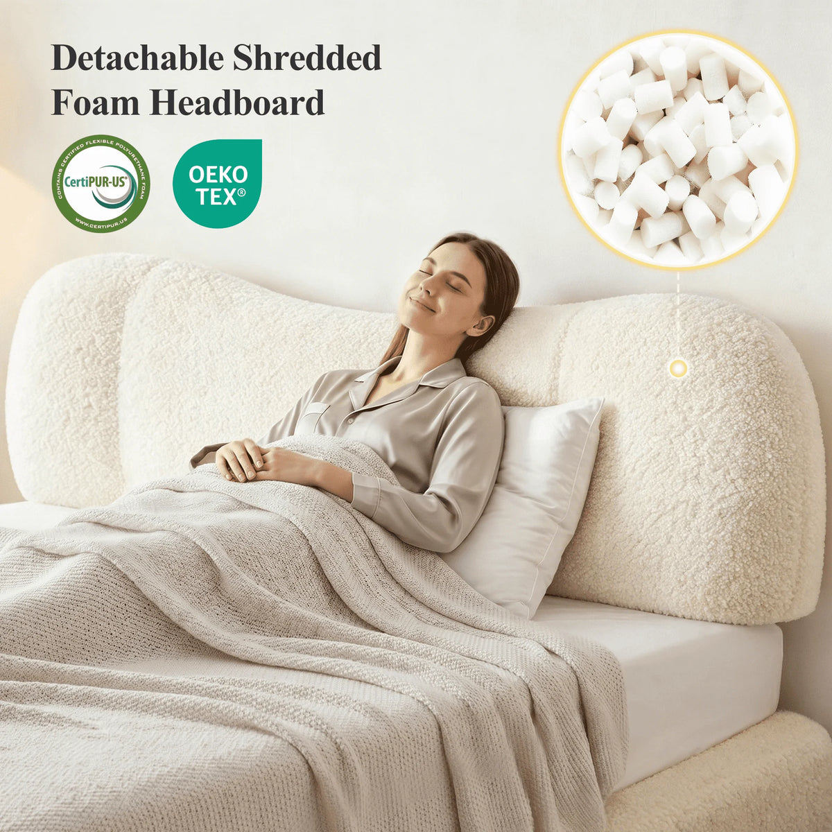 EnHomee Cloud Bed Frame With Detachable Headboard