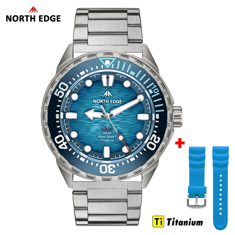 North Edge Titanium Solar Quartz Dive Watch For Men