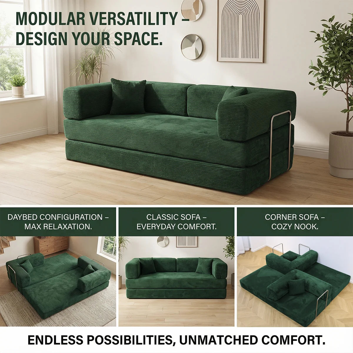 YQzyphyna Futon Sofa Bed Convertible Couch 4 In 1 Comfort