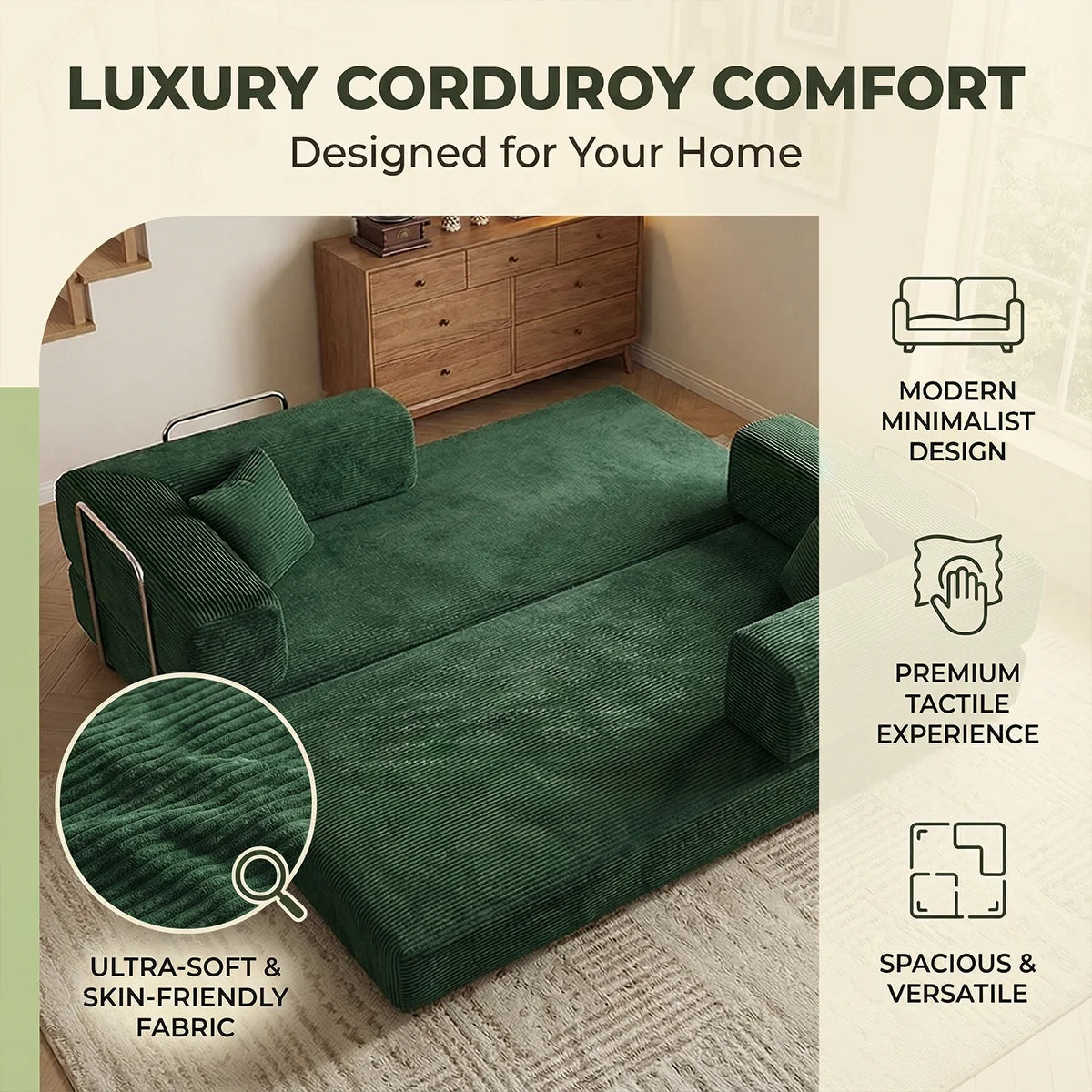 YQzyphyna Futon Sofa Bed Convertible Couch 4 In 1 Comfort