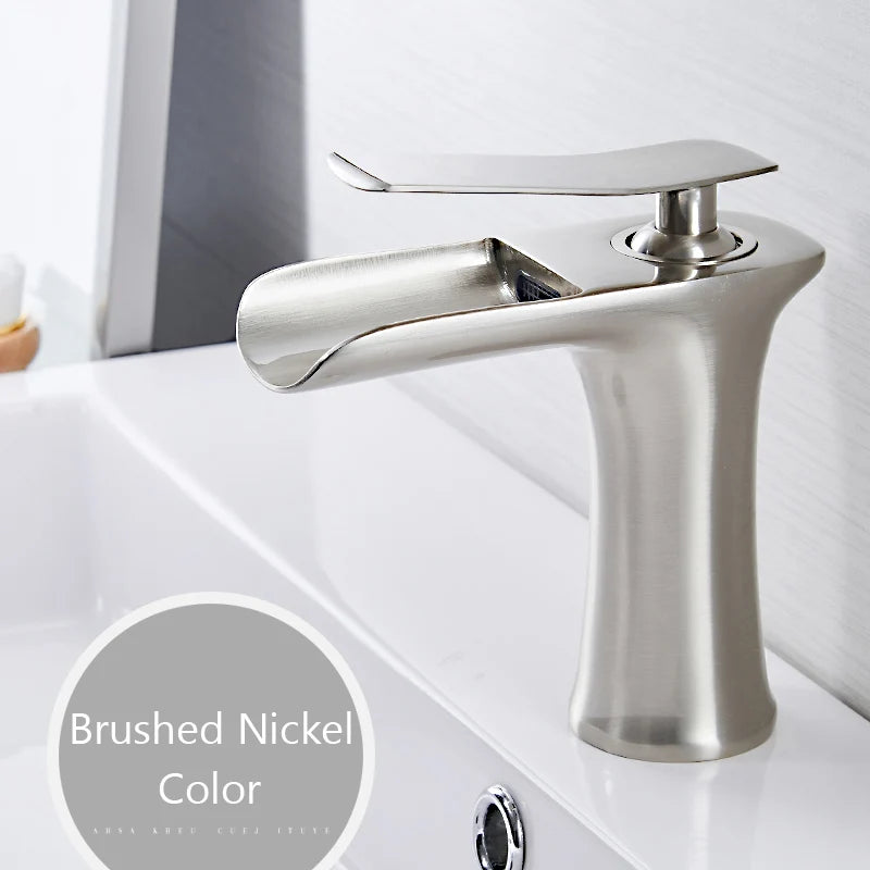 Single Handle Brass Waterfall Bathroom Basin Faucet Mixer Tap