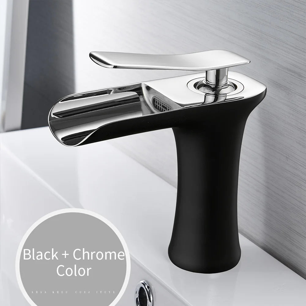 Single Handle Brass Waterfall Bathroom Basin Faucet Mixer Tap