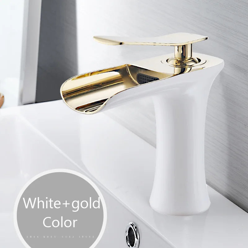 Single Handle Brass Waterfall Bathroom Basin Faucet Mixer Tap