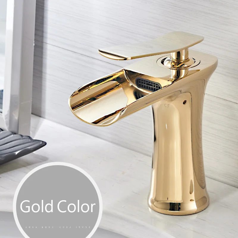 Single Handle Brass Waterfall Bathroom Basin Faucet Mixer Tap