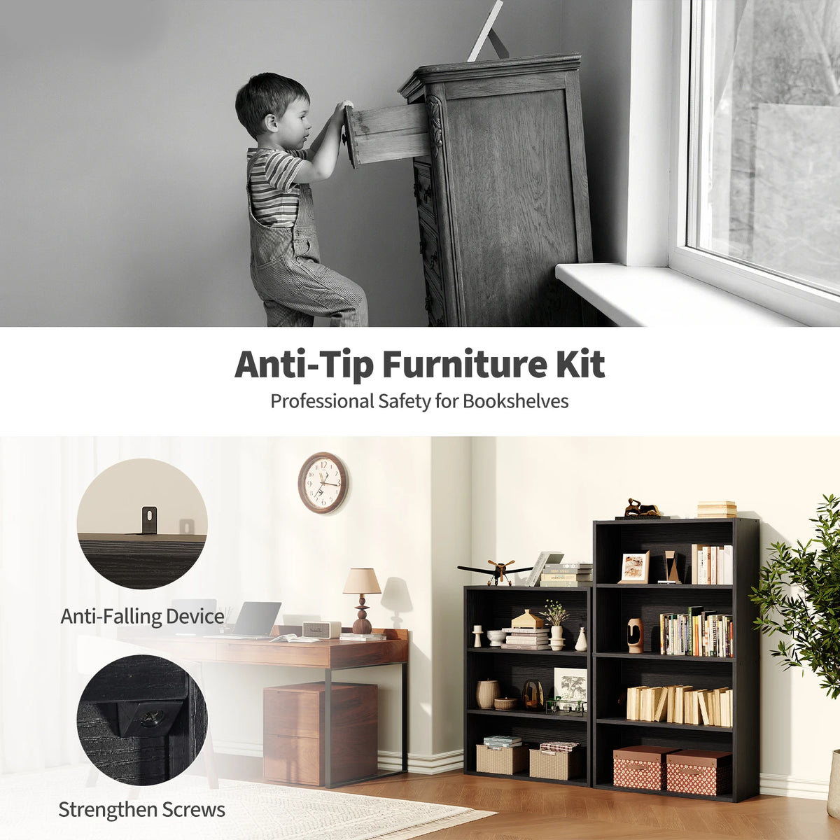 JHK Wooden Open Bookcase For Living Room And Office