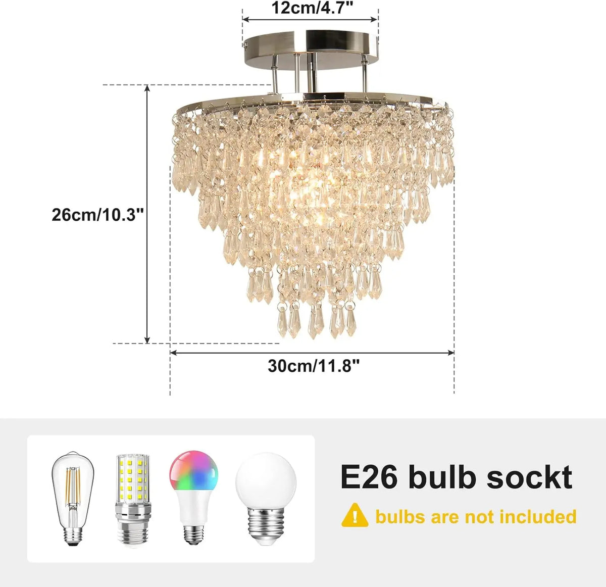 Finktonglan 5 Tier Crystal Chandelier Flush Mount Ceiling Light