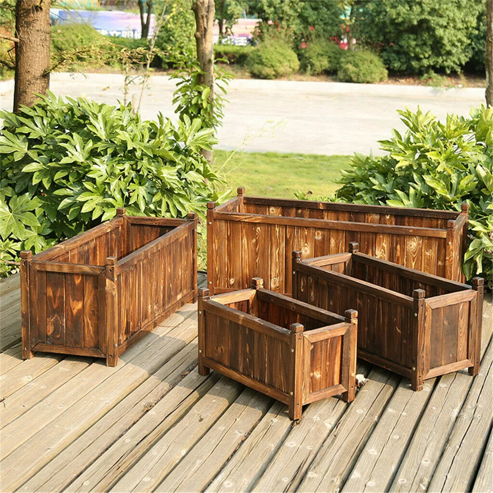 Wooden Raised Flower Bed Planter Box For Vegetables And Herbs