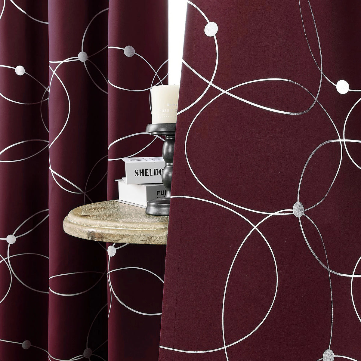 Blackout Curtains Thermal Insulated Room Darkening Foil Circle Dots Bedroom