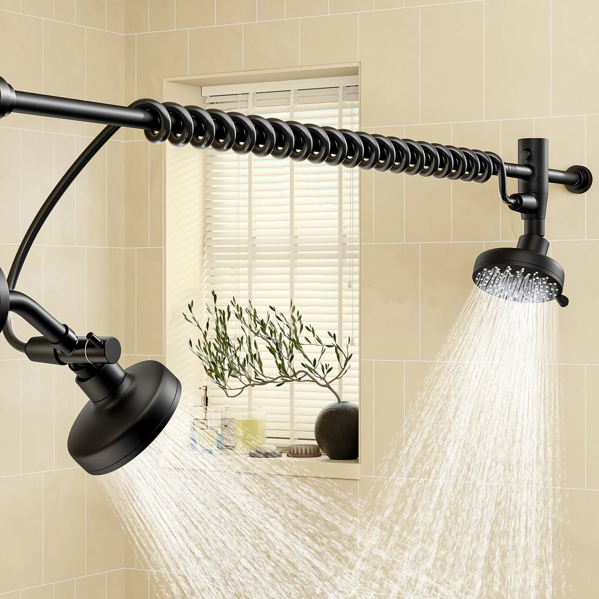 Huytrw Dual Adjustable High Pressure Shower Head For Couples