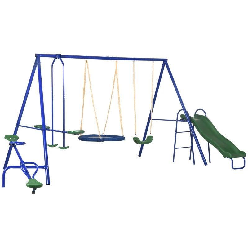Metal Swing Set For Kids Outdoor Heavy Duty Frame With Double Swings