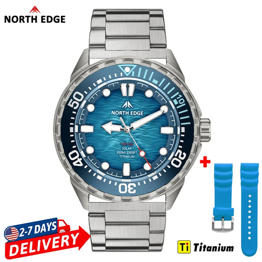 North Edge Titanium Solar Quartz Dive Watch For Men