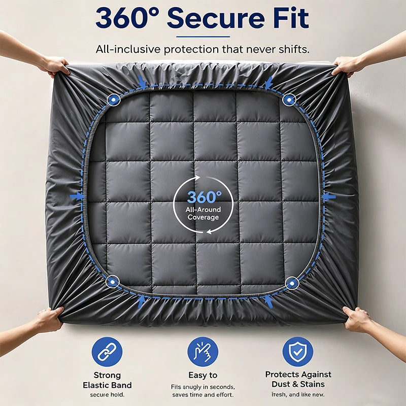easYum 360GSM Polyester Quilted Mattress Topper Protector Cover