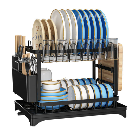 HiMISS Kitchen Countertop Dish Drying Rack With Drainage Tray