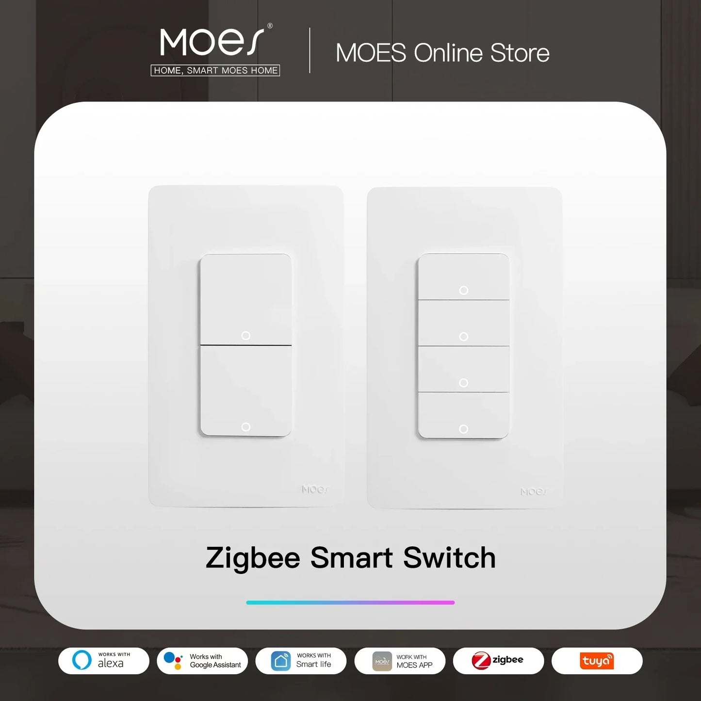 Moes ZigBee Tuya Smart Light Switch US Push Button