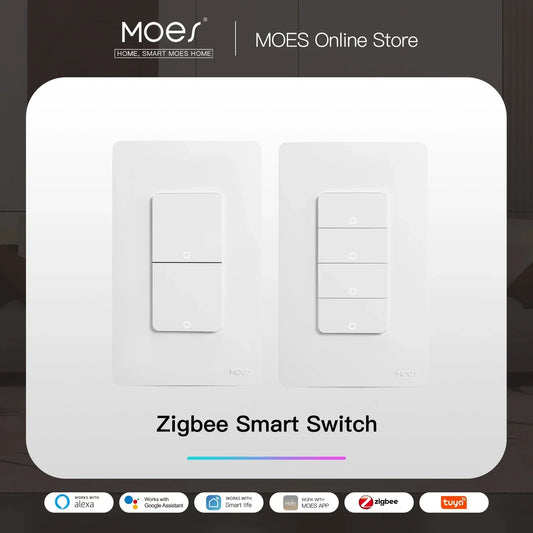 Moes ZigBee Tuya Smart Light Switch US Push Button