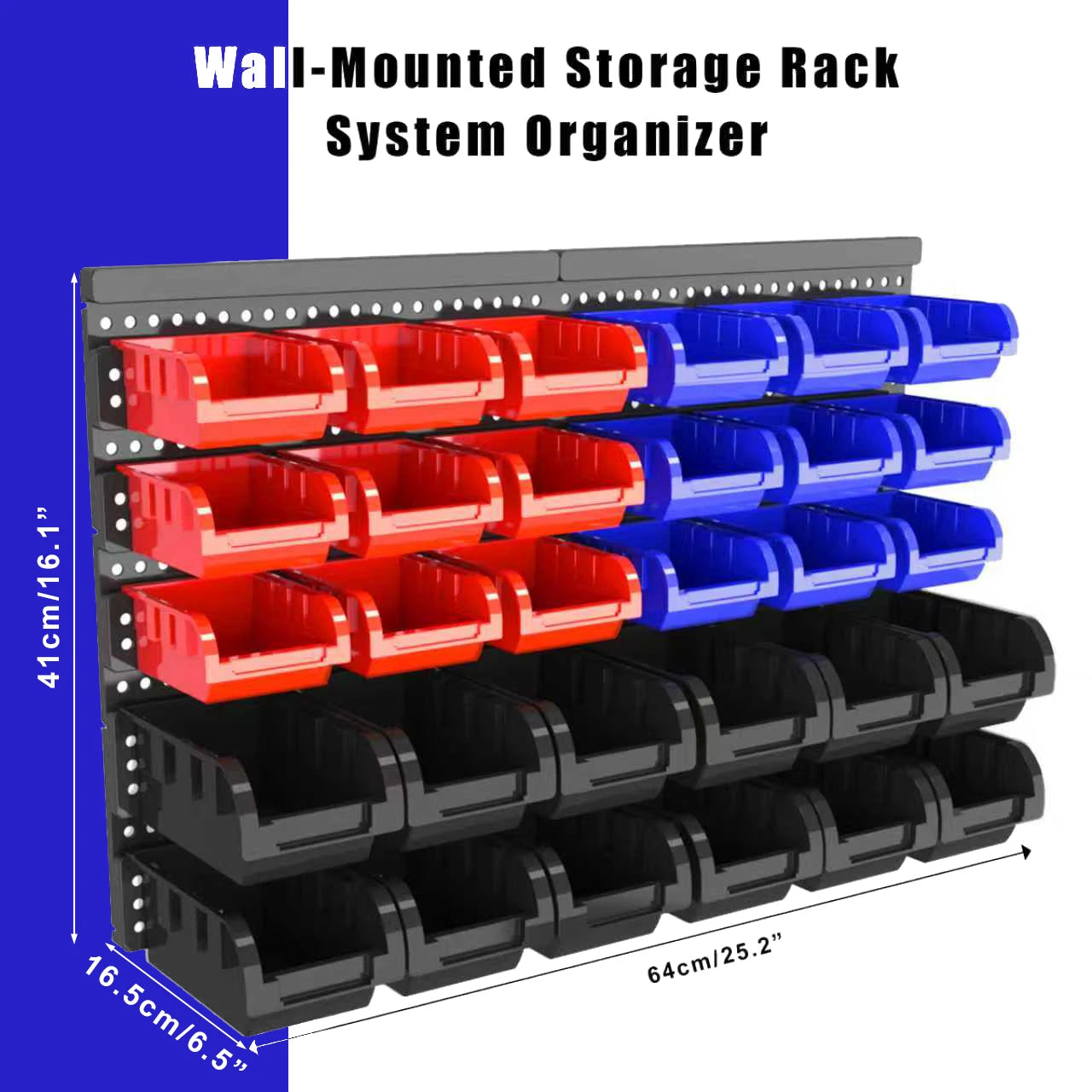 Wall Mounted Plastic Storage Bins Set Garage Organizer