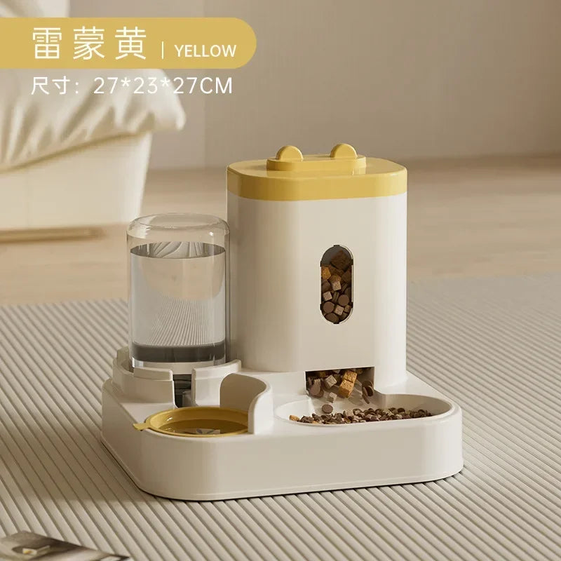 Automatic Feeder Pet Food Bowl With Water Fountain Large Capacity