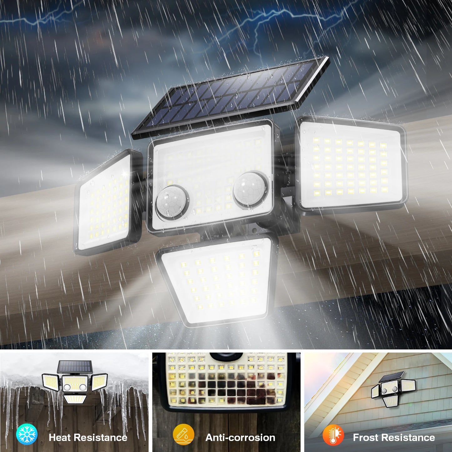 SZRSTH Solar Outdoor Lights 3000LM Motion Sensor Flood Security Lights