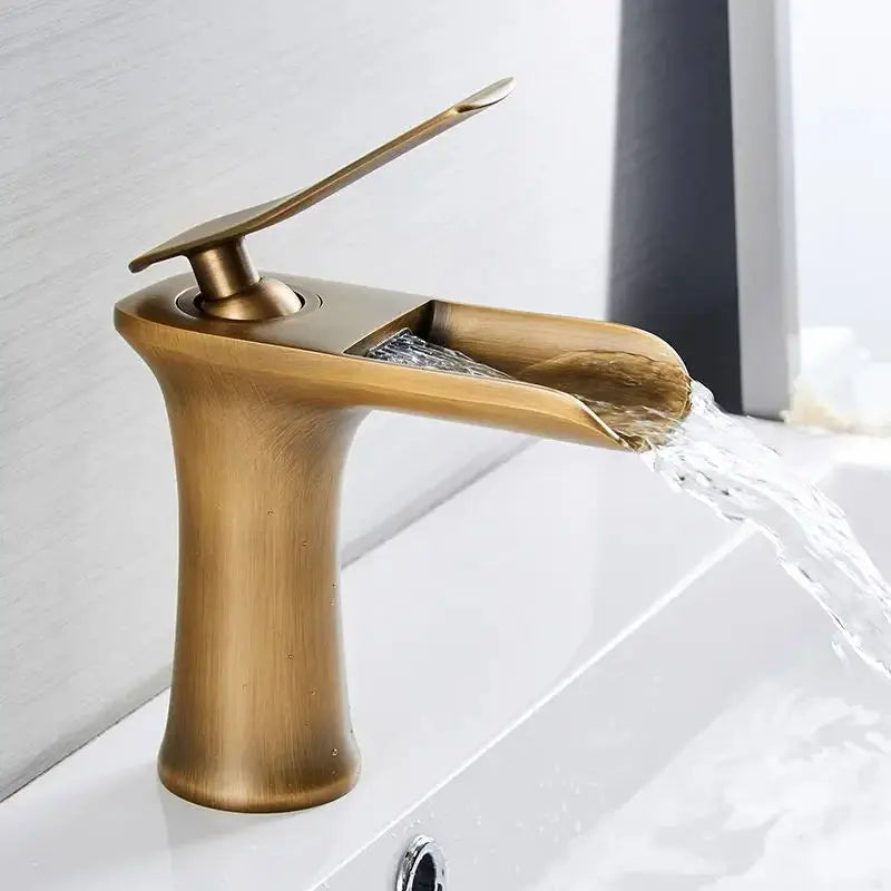 Single Handle Brass Waterfall Bathroom Basin Faucet Mixer Tap