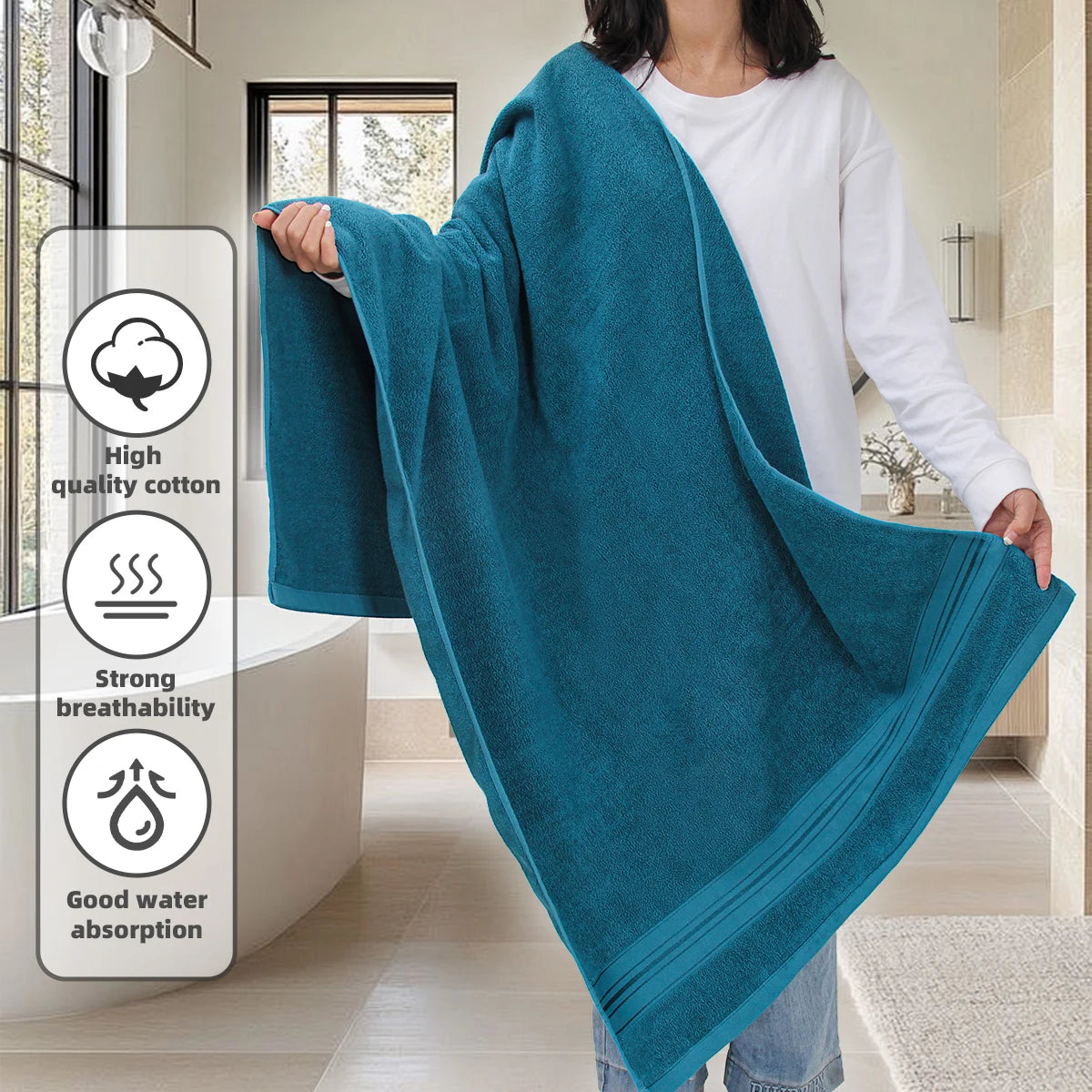 Luxury Cotton 4 Piece Bath Towel Set With Washcloths