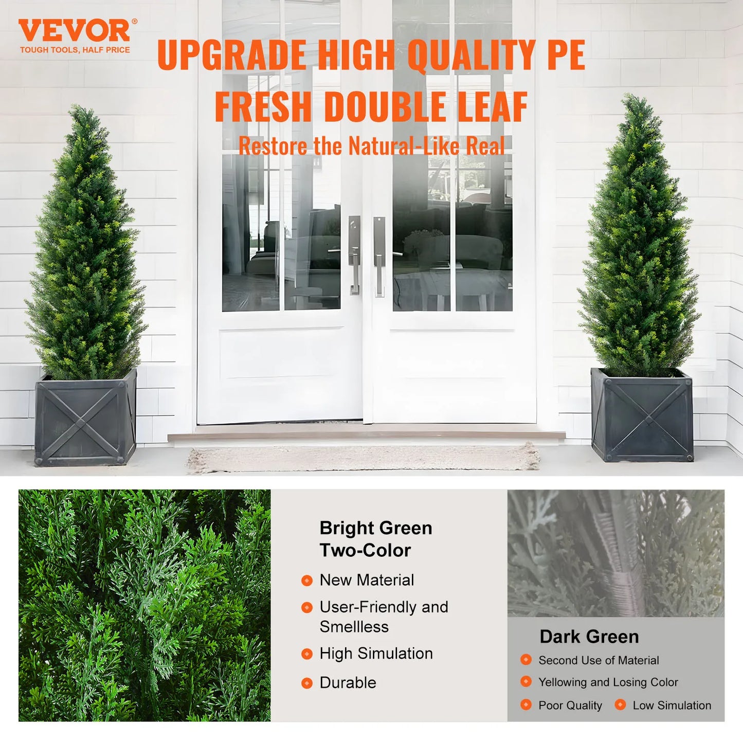 SucceBuy Cedar Topiary Tree Set Outdoor Evergreen Artificial Plant Decor