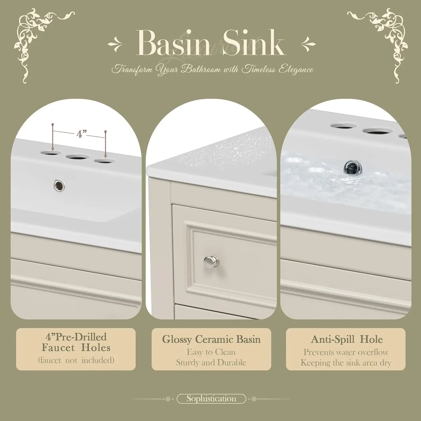 Farmhouse Bathroom Vanity With Sink And Four Drawers
