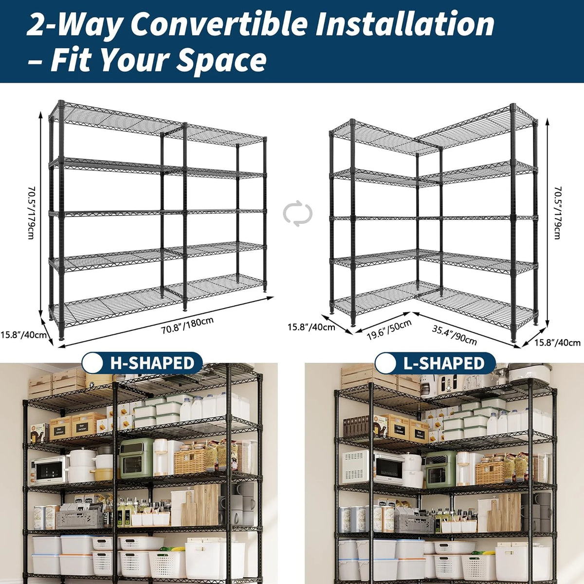 TWISTER Heavy Duty Metal Storage Shelves For Kitchen Organization